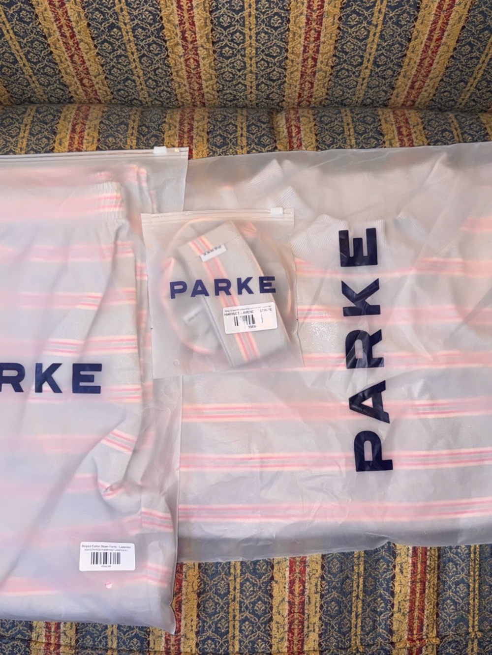 PARKE Striped Mockneck Pullover & Cotton Boxer Pants size L/XL - SOLD AS A SET